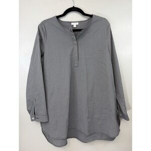 J Jill Gingham‎ Pullover Blouse W Rounded Hem Size L